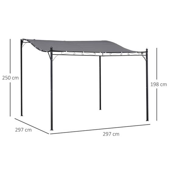 Pergola Adossée Métal Jardin Terrasse Protection Solaire Anti-UV 3x3m Gris - ComfortXL Outdoor Living - Image 5