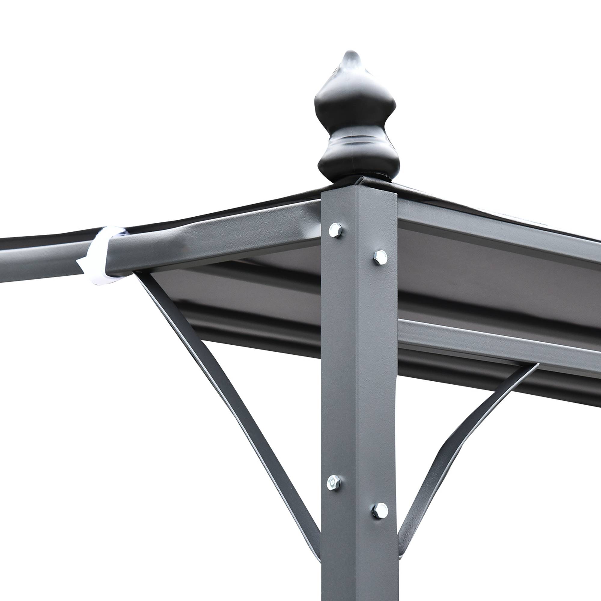 Pergola Adossée Métal Jardin Terrasse Protection Solaire Anti-UV 3x3m Gris - ComfortXL Outdoor Living - Image 9