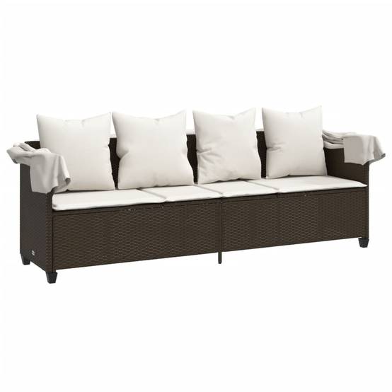 Chaise longue résine tressée marron avec auvent et coussins 204 x 75 x 140 cm, Poids :25.8kg - PANGIVO - Image 4