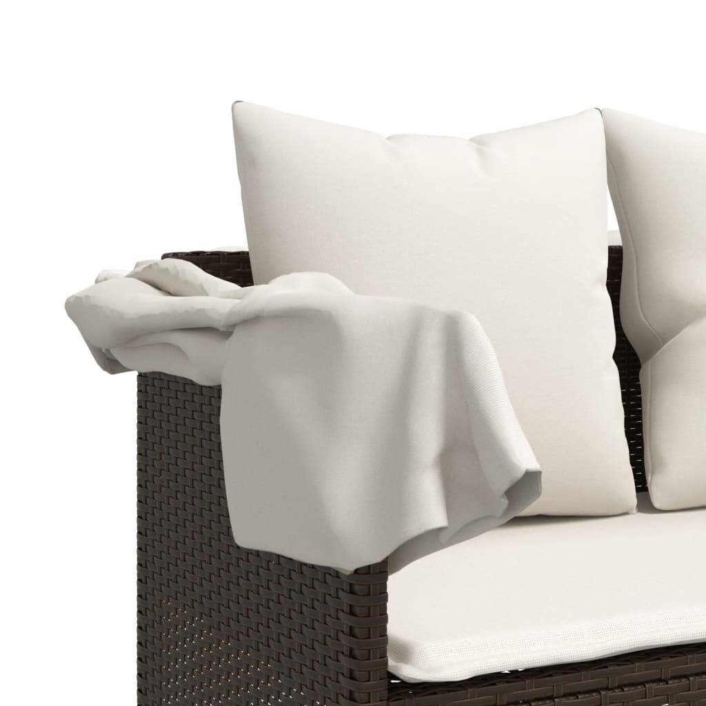 Chaise longue résine tressée marron avec auvent et coussins 204 x 75 x 140 cm, Poids :25.8kg - PANGIVO - Image 10