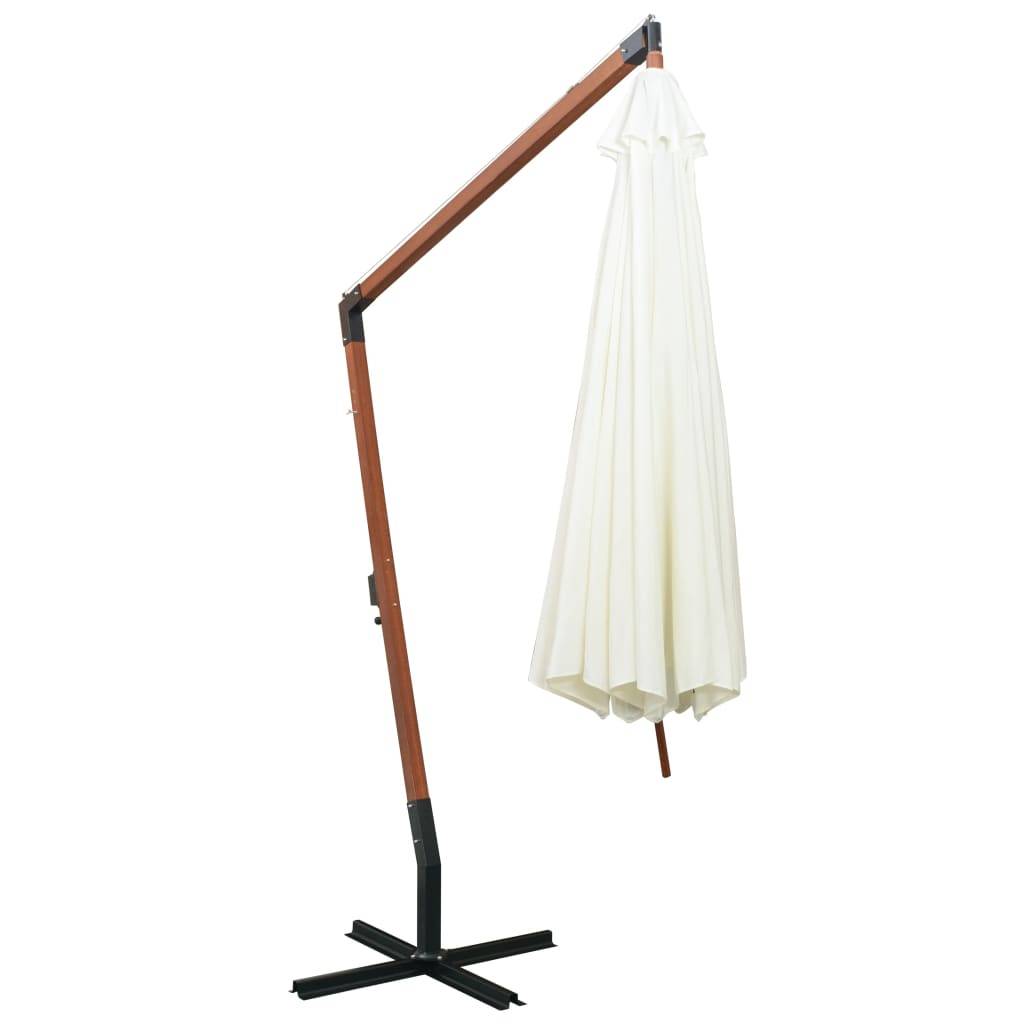 Helloshop26 - Parasol 350 cm poteau de bois blanc - Imagen 4