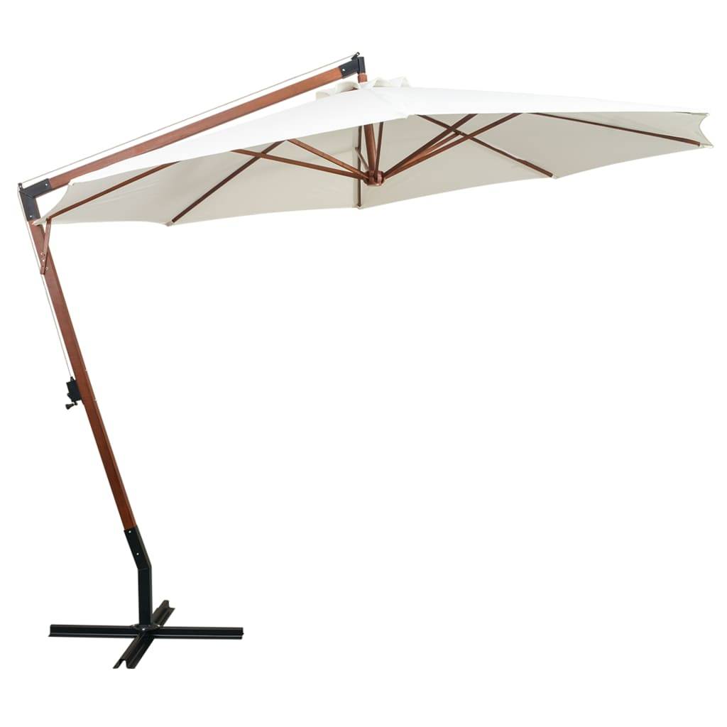 Helloshop26 - Parasol 350 cm poteau de bois blanc - Imagen 2