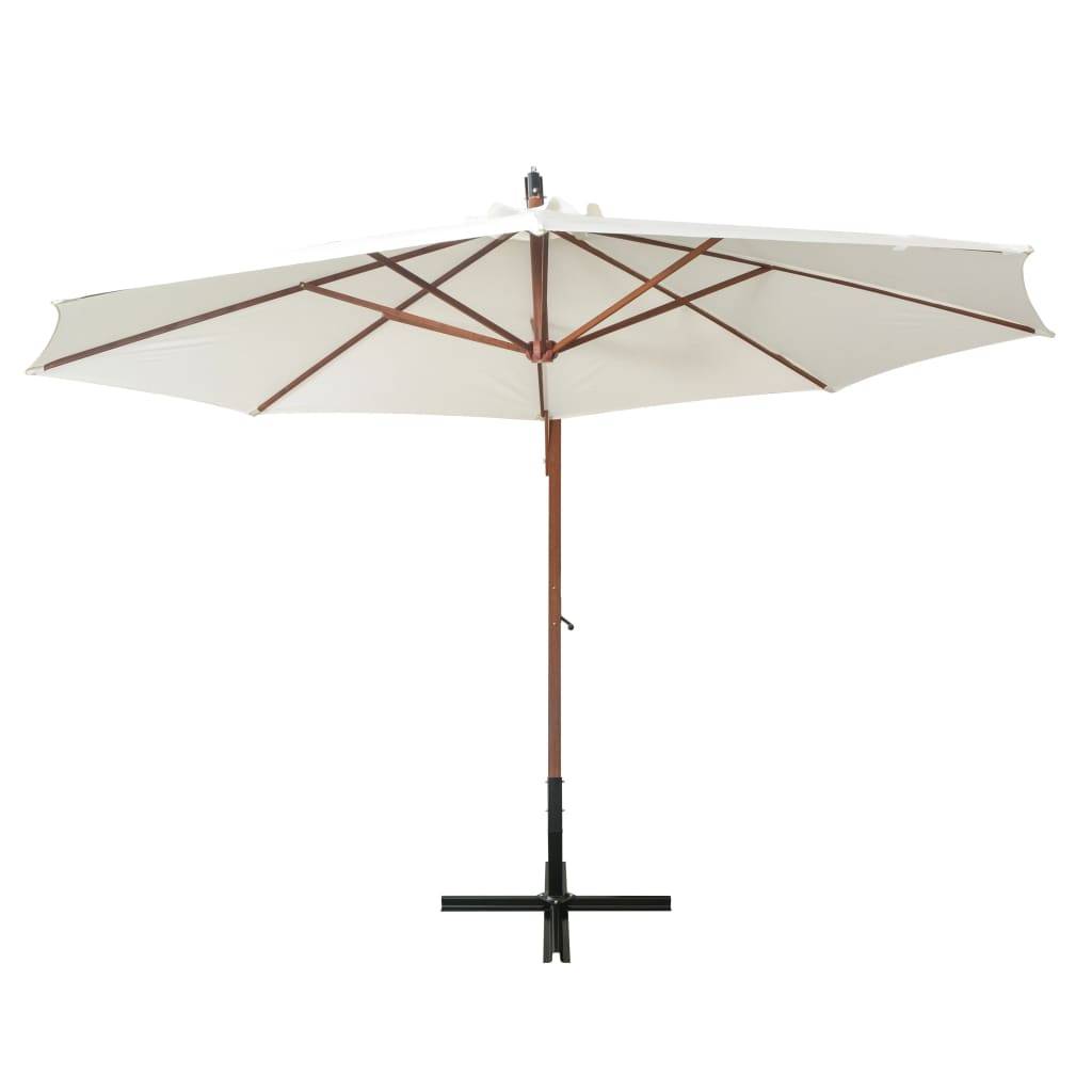 Helloshop26 - Parasol 350 cm poteau de bois blanc - Imagen 3