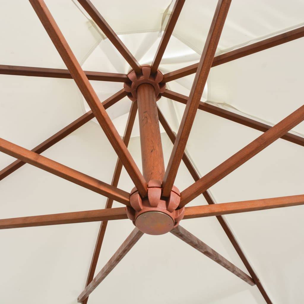 Helloshop26 - Parasol 350 cm poteau de bois blanc - Imagen 5