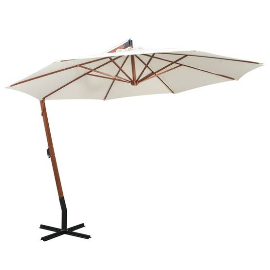 Helloshop26 - Parasol 350 cm poteau de bois blanc - Imagen 1