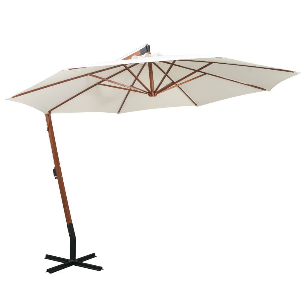 Helloshop26 - Parasol 350 cm poteau de bois blanc - Imagen 1