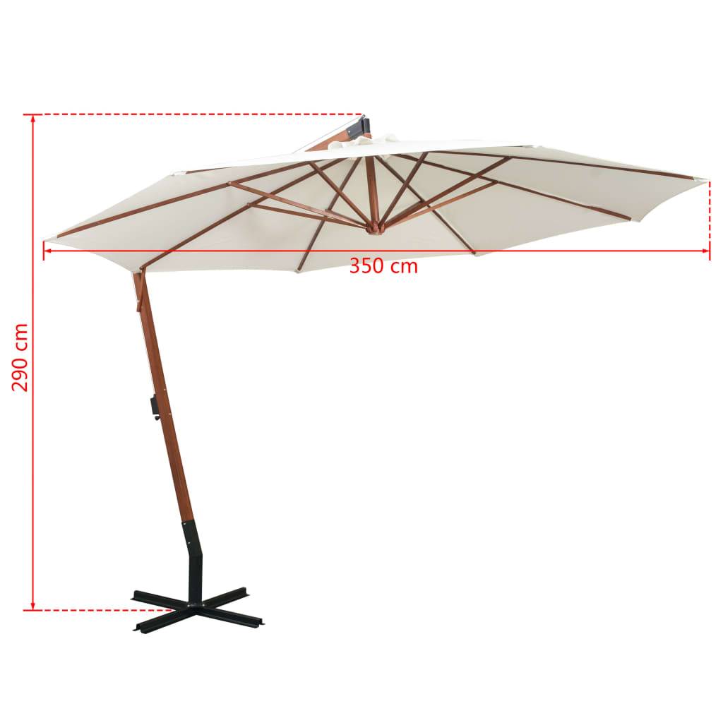 Helloshop26 - Parasol 350 cm poteau de bois blanc - Imagen 8