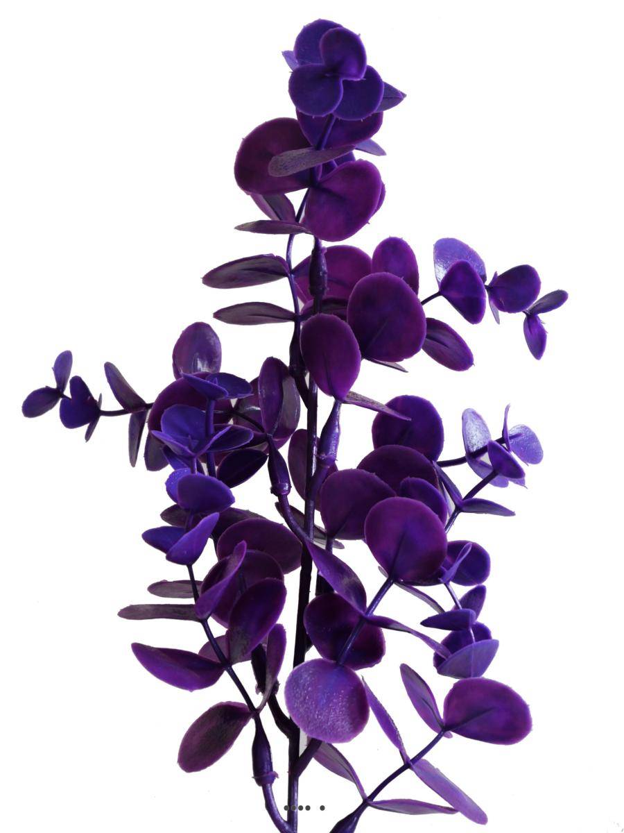 Artificielles - Pic Eucalyptus factice H36cm plastique ext. 9 ramures Mauve violet - couleur: Mauve violet - Imagen 2