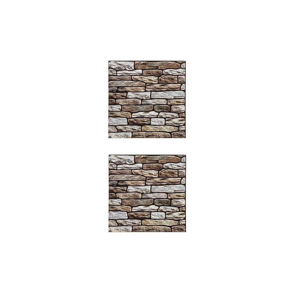 Lot de 2 Stickers Muraux "Pierre" 30x30cm Taupe - Image 1