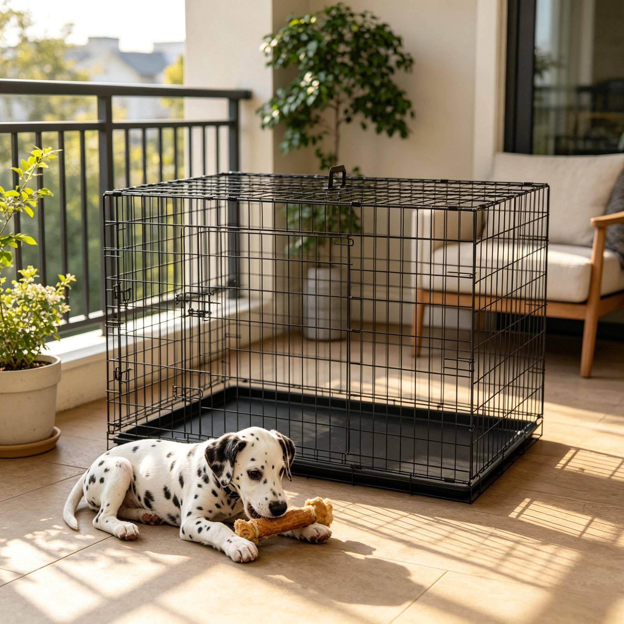 Cage pour chien en acier robuste pliable avec plateau amovible 121cm noir - ComfortXL Outdoor Living - Image 5