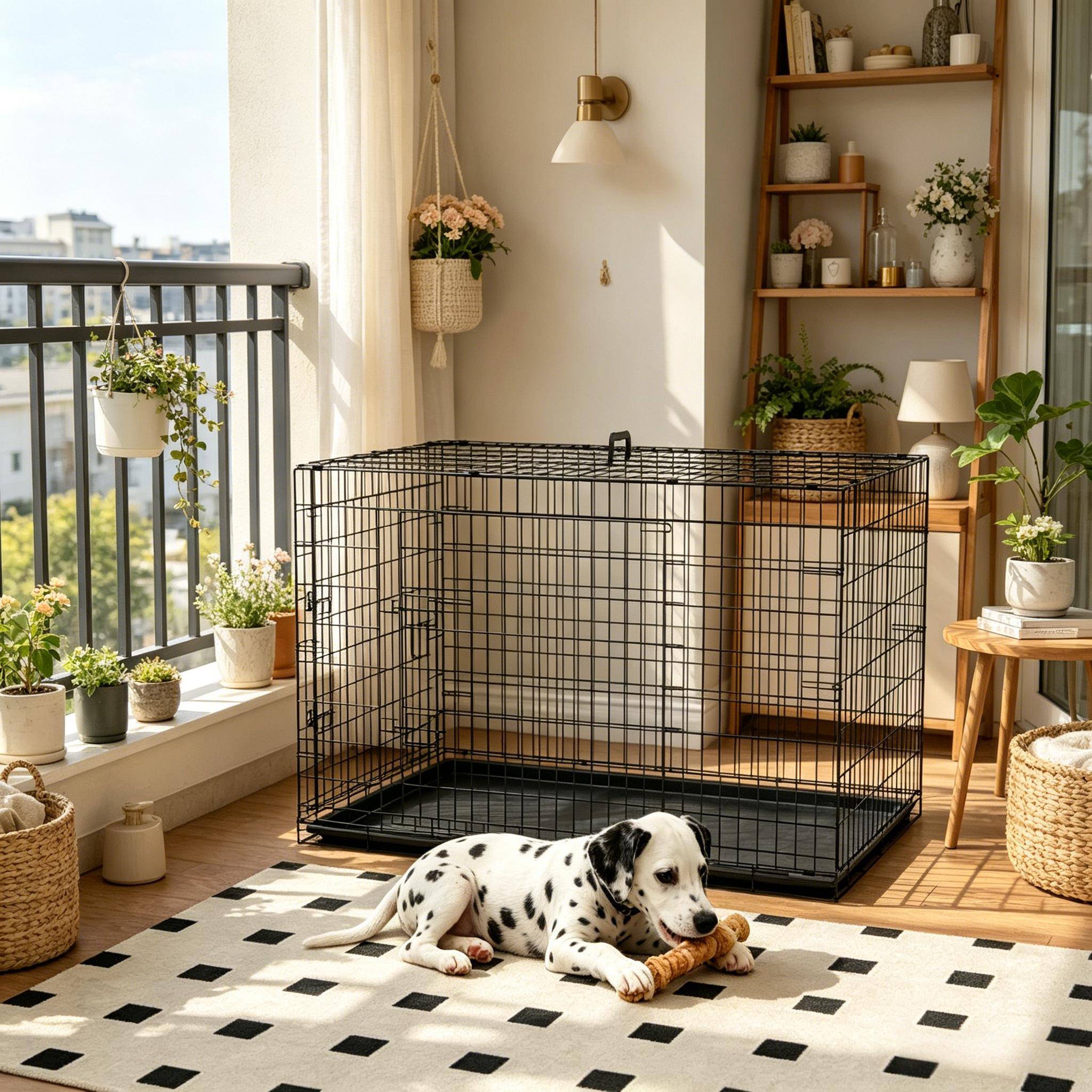 Cage pour chien en acier robuste pliable avec plateau amovible 121cm noir - ComfortXL Outdoor Living