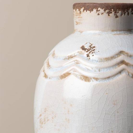 Vase Grâce blanc Grès 15x9cm - Image 3