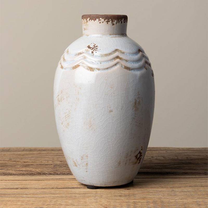 Vase Grâce blanc Grès 15x9cm - Image 1