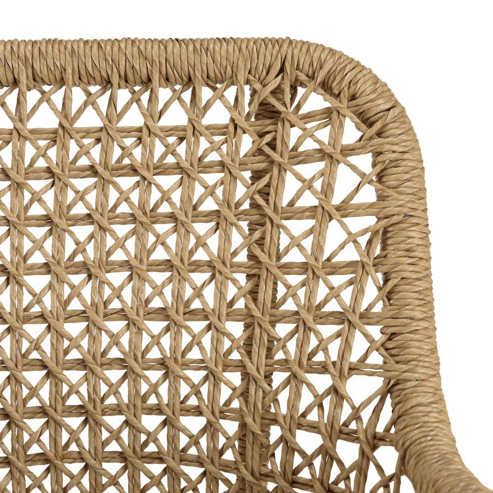 Macabane - VALERIA - Lot de 2 fauteuils jardin en bois teck rotin / coussin blanc - Imagen 7