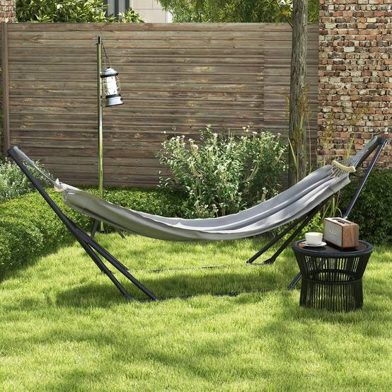 Support de hamac acier gris 268 x 89 x 100 cm - PANGIVO - Image 4