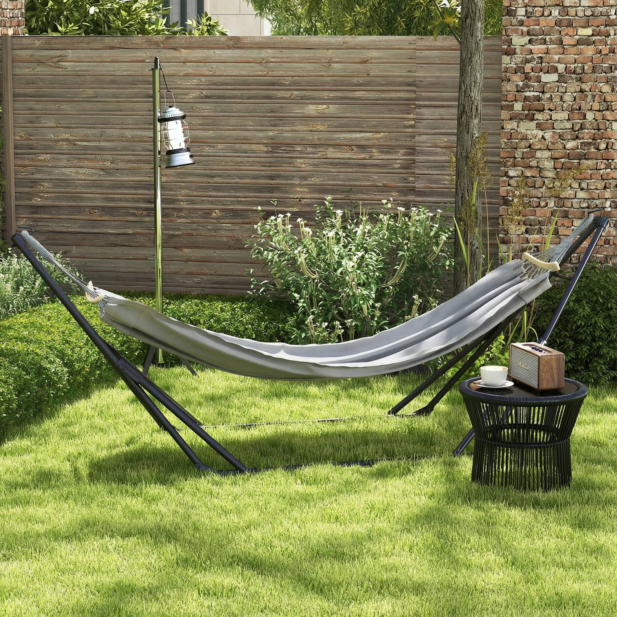 Support de hamac acier gris 268 x 89 x 100 cm - PANGIVO - Image 4