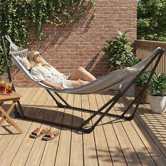 Support de hamac acier gris 268 x 89 x 100 cm - PANGIVO - Image 3