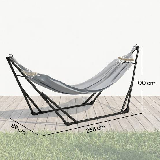 Support de hamac acier gris 268 x 89 x 100 cm - PANGIVO - Image 5
