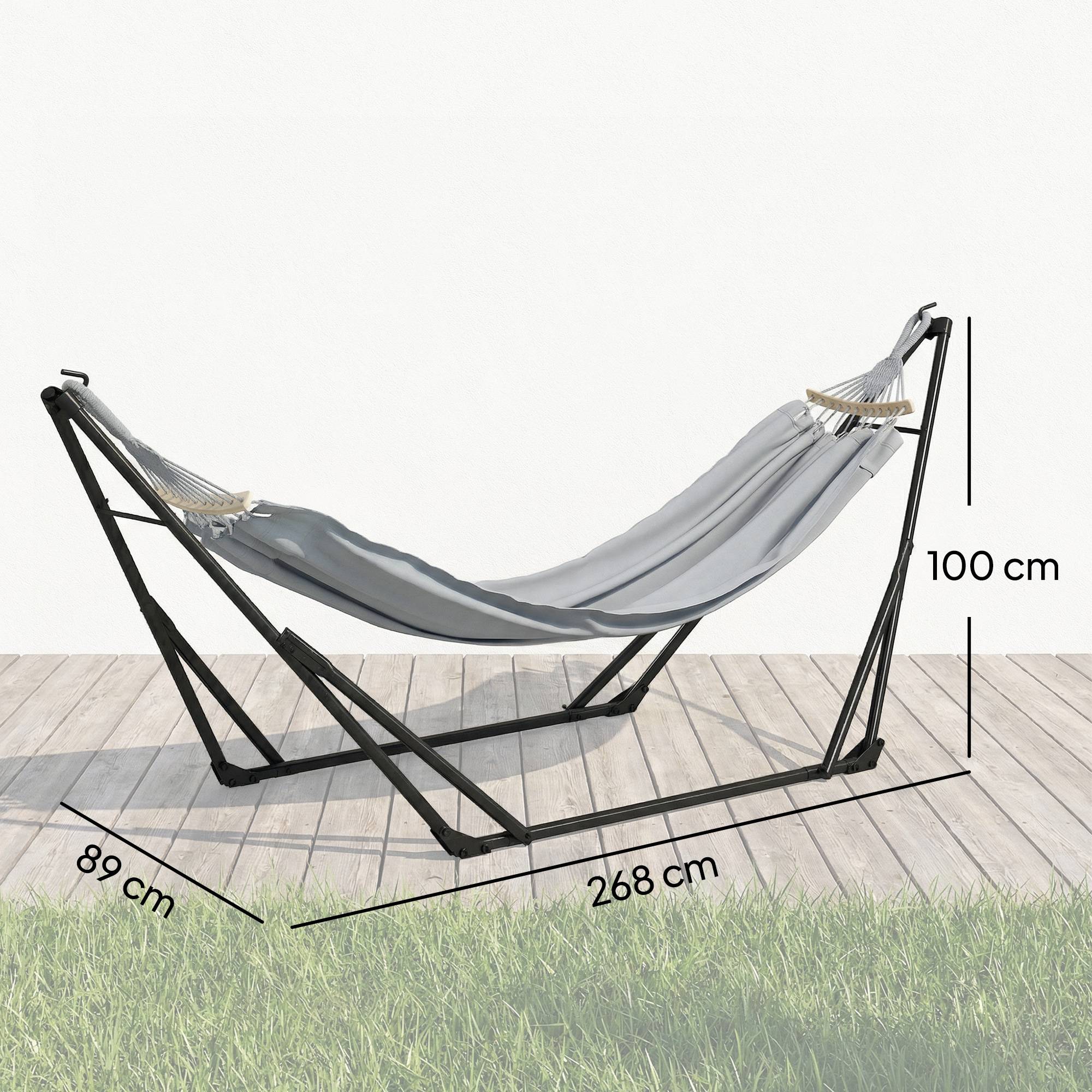 Support de hamac acier gris 268 x 89 x 100 cm - PANGIVO - Image 5