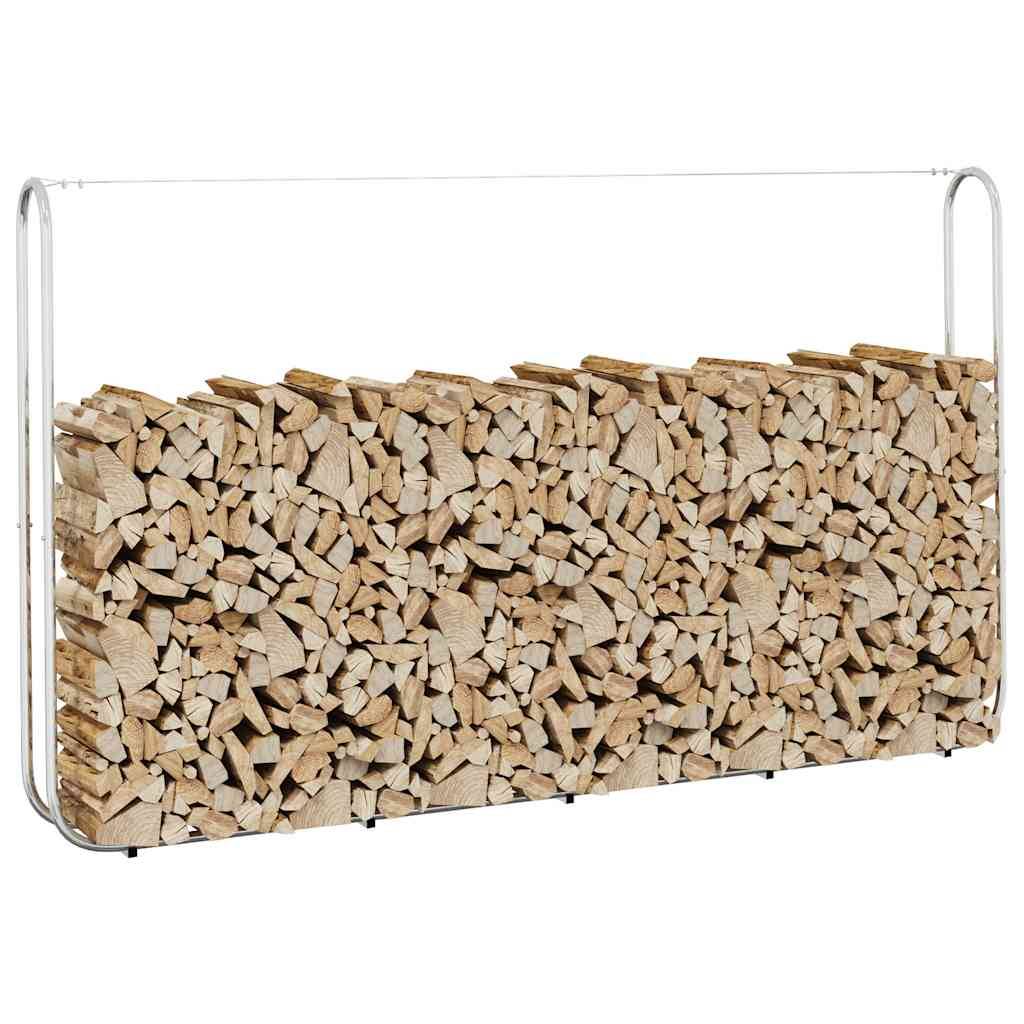 Abri-bûches extérieur acier galvanisé XXL pour jardin stockage bois 250x25x150 cm Argenté - ComfortXL Outdoor Living - Image 1