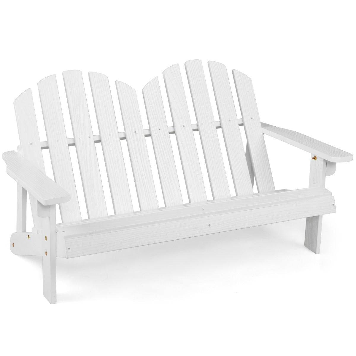 Helloshop26 - Chaise/fauteuil de jardin adirondack 2 places pour enfants en bois de sapin avec dossier 110 degrés accoudoirs charge 100 kg blanc - Imagen 1