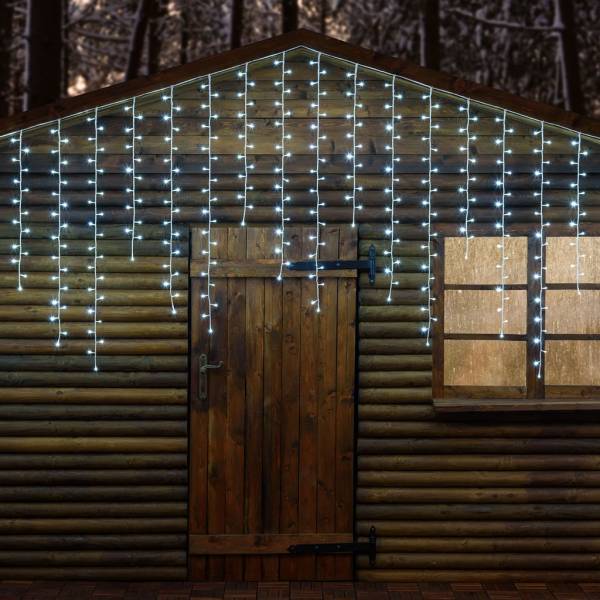 Lotti - Guirlande stalactite H120cm 4 mètres effet chute de neige 480 LED blanc froid câble blanc 230 V Lotti - Imagen 6