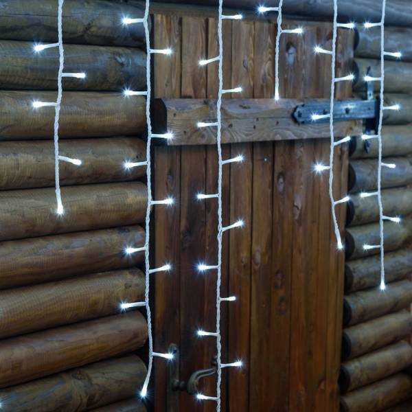 Lotti - Guirlande stalactite H120cm 4 mètres effet chute de neige 480 LED blanc froid câble blanc 230 V Lotti - Imagen 5