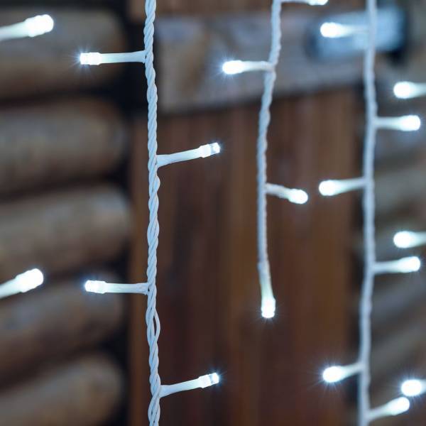 Lotti - Guirlande stalactite H120cm 4 mètres effet chute de neige 480 LED blanc froid câble blanc 230 V Lotti - Imagen 4