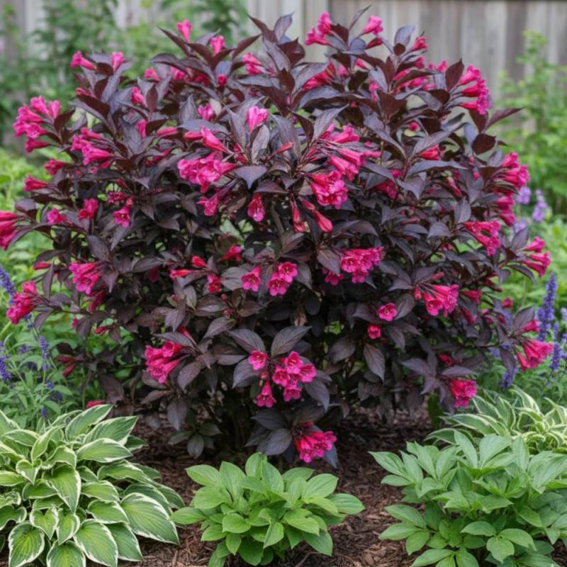 Weigela Alexandra®, Weigelia à fleurs Rouge - feuillage Caduc - Pot de 4L - 40/60 cm- hauteur à maturité De 1,50 m à 2,00 m - Image 2