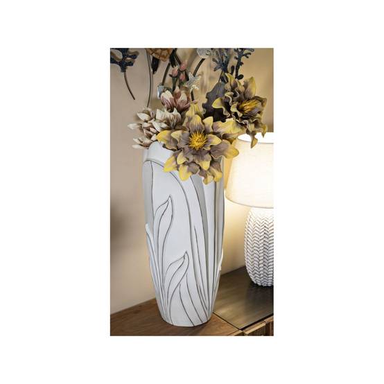 Vase Déco en Résine "Gardy" 69cm Blanc - Image 7