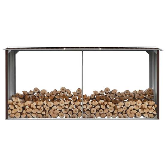 Abri de Stockage Bois XXL Acier Galvanisé Rangement 330x92x153 cm Marron - ComfortXL Outdoor Living - Image 1