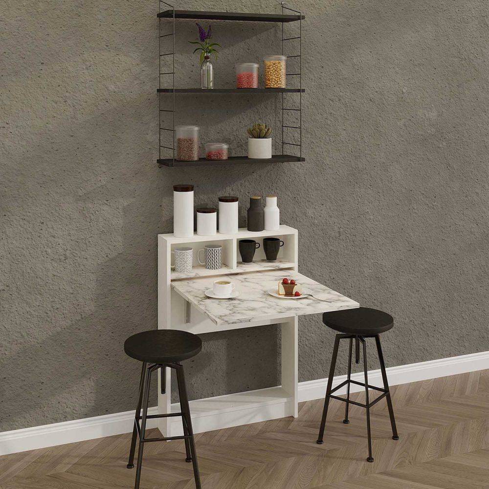 Hanah Home - Table de cuisine pliante avec rangements Bracked - Imagen 2
