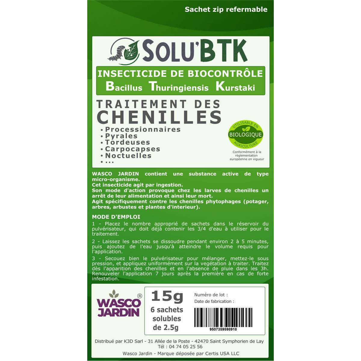 SoluBTK - Kit de Traitement Pyrale du Buis : Produit Biocontrôle BTK 15 g + Engrais Spécial Buis 250 g  Chenilles et Régénération des Feuilles - Image 4