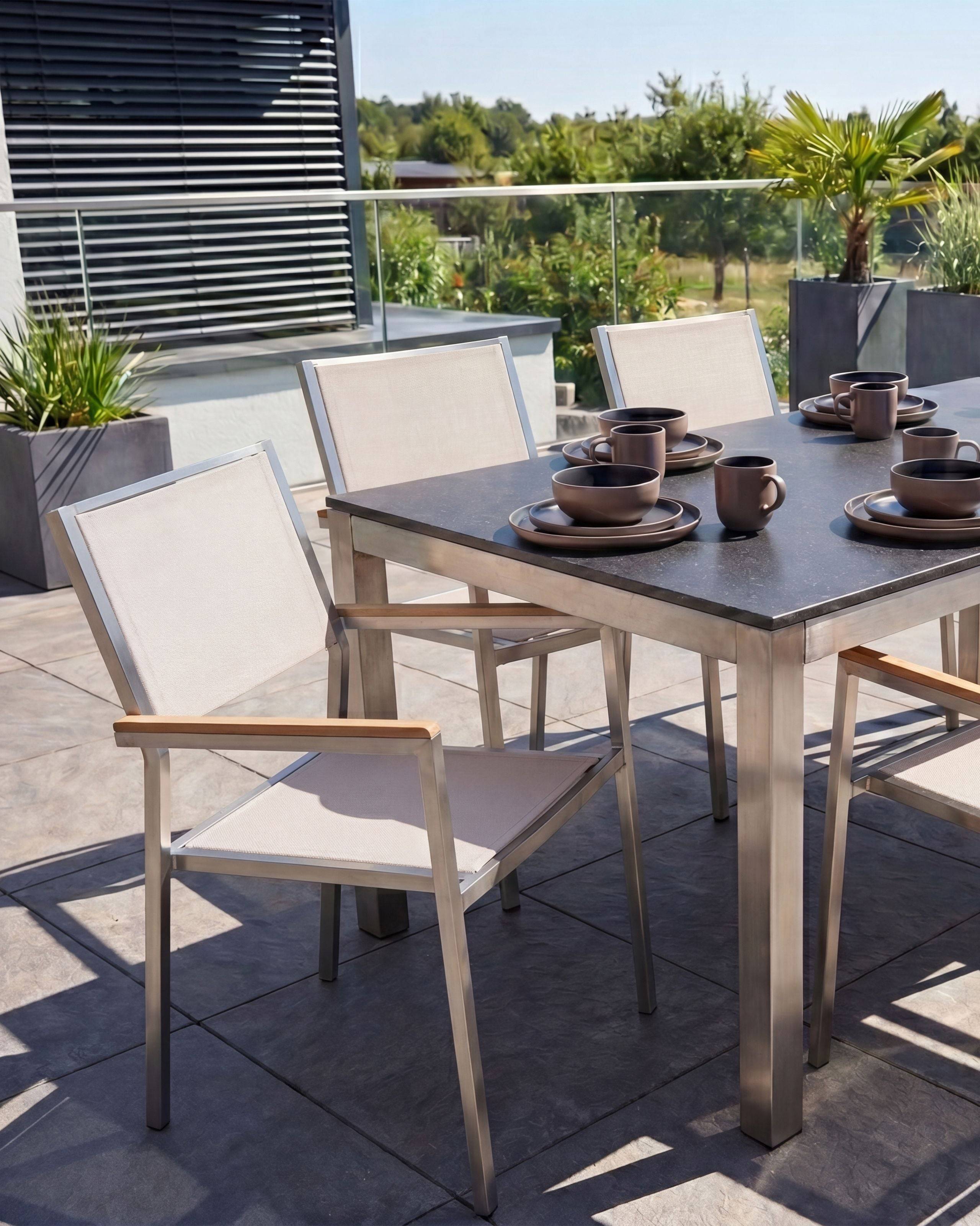 Beliani - Chaise de jardin Acier inox Beige GROSSETO - Beliani - Imagen 1
