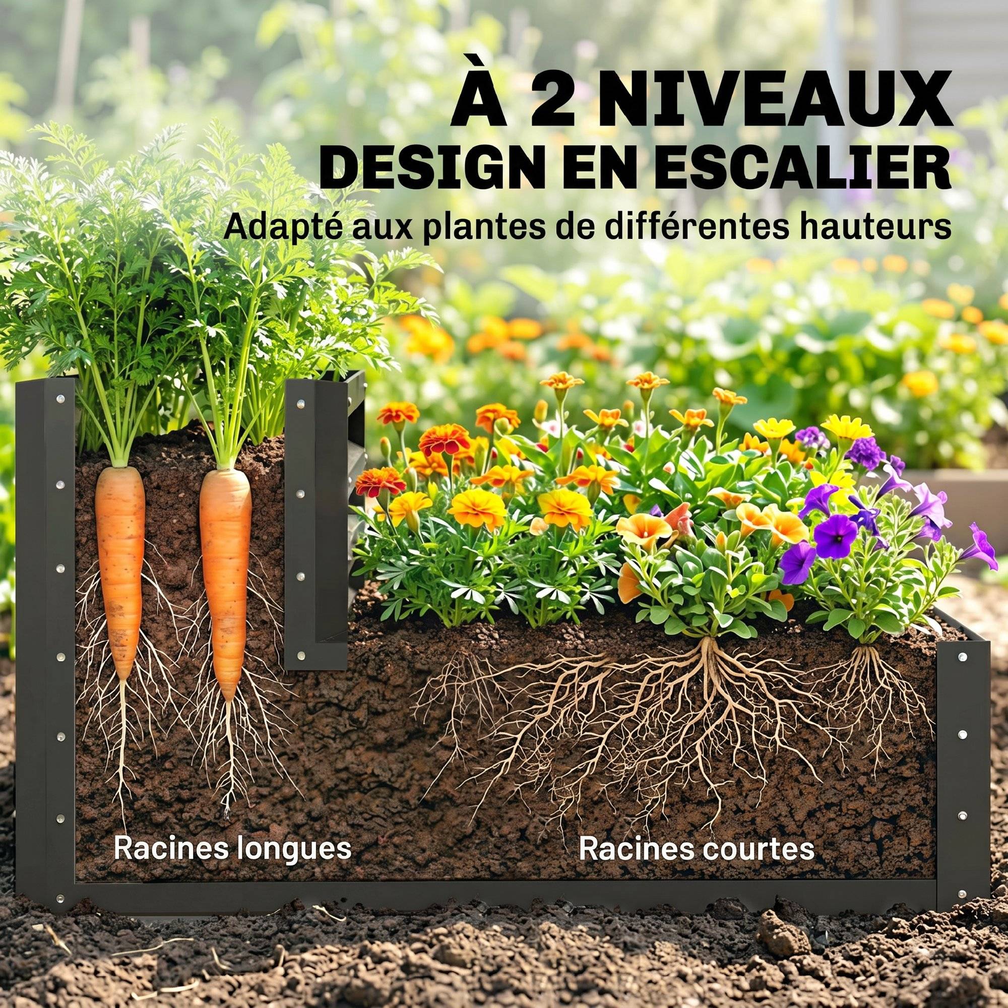 PANGIVO - Carré potager acier galvanisé gris foncé 120 x 101 x 58 cm - PANGIVO - Image 6
