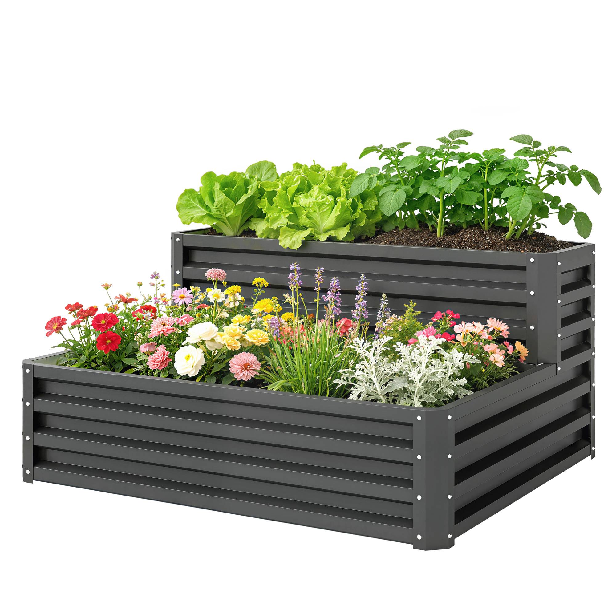 PANGIVO - Carré potager acier galvanisé gris foncé 120 x 101 x 58 cm - PANGIVO - Image 2