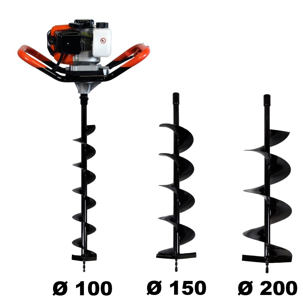 Gt Garden - Tarière thermique 52 cm3, 3 CV + lot de 3 mèches (100, 150 et 200 mm) - GT GARDEN - Imagen 1