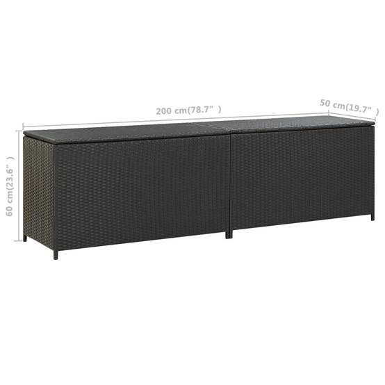 Coffre de rangement - Boîte de rangement extérieure - Coffre de jardin résine tressée 200x50x60 cm noir - Image 9