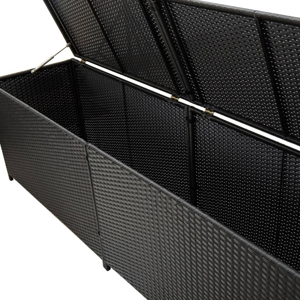 Coffre de rangement - Boîte de rangement extérieure - Coffre de jardin résine tressée 200x50x60 cm noir - Image 4