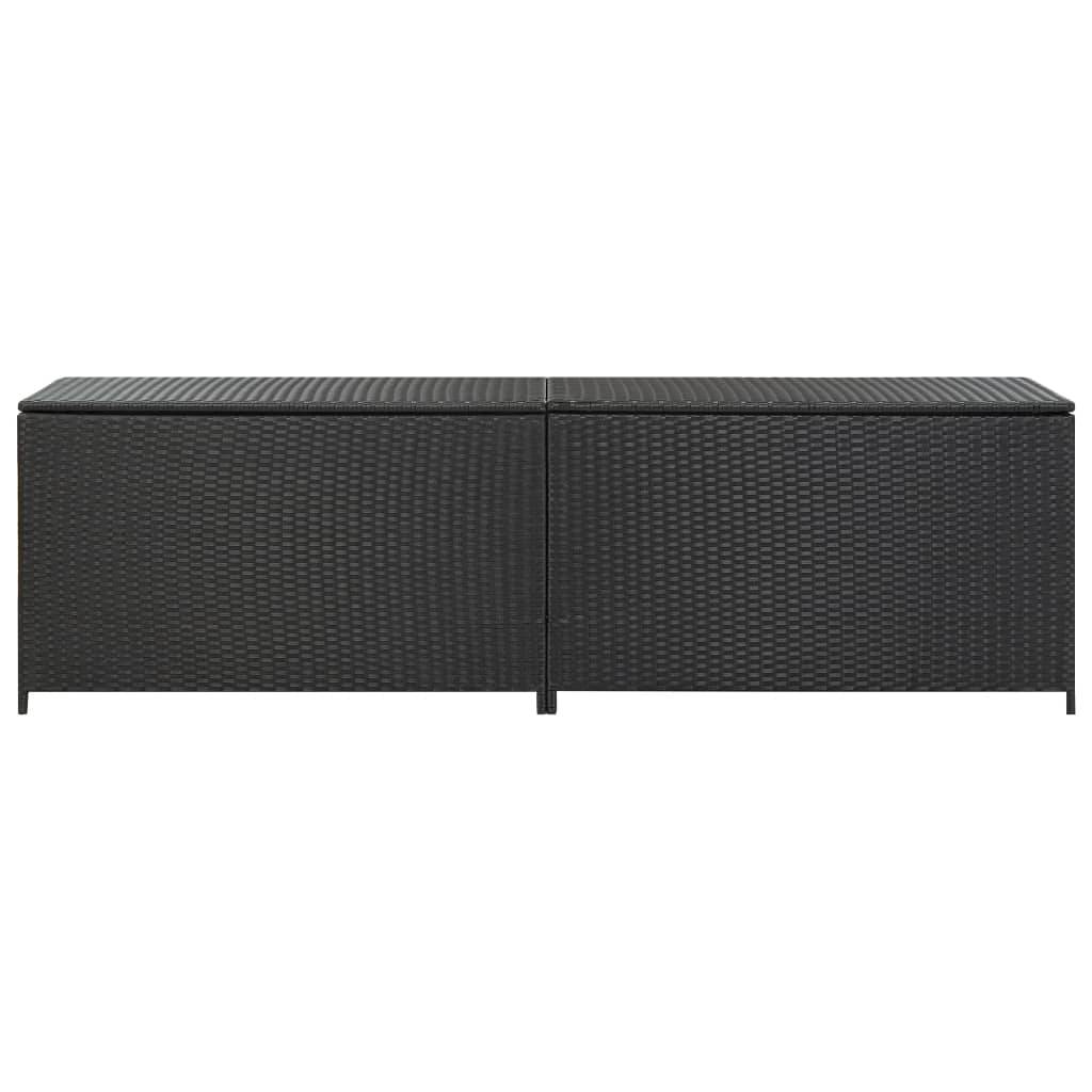 Coffre de rangement - Boîte de rangement extérieure - Coffre de jardin résine tressée 200x50x60 cm noir
