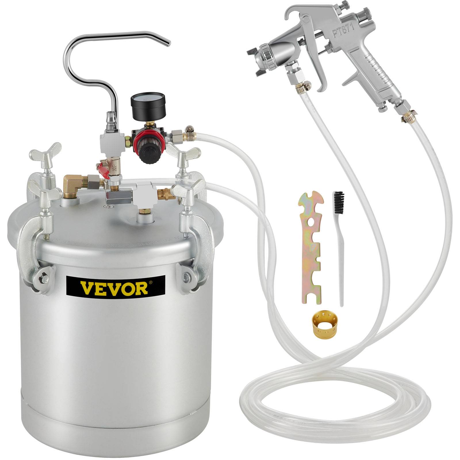 Vevor - VEVOR Réservoir peinture pression 10L, pistolet. 2 tuyaux 3m, étanchéité renforcée. Pour peinture. - Image 1