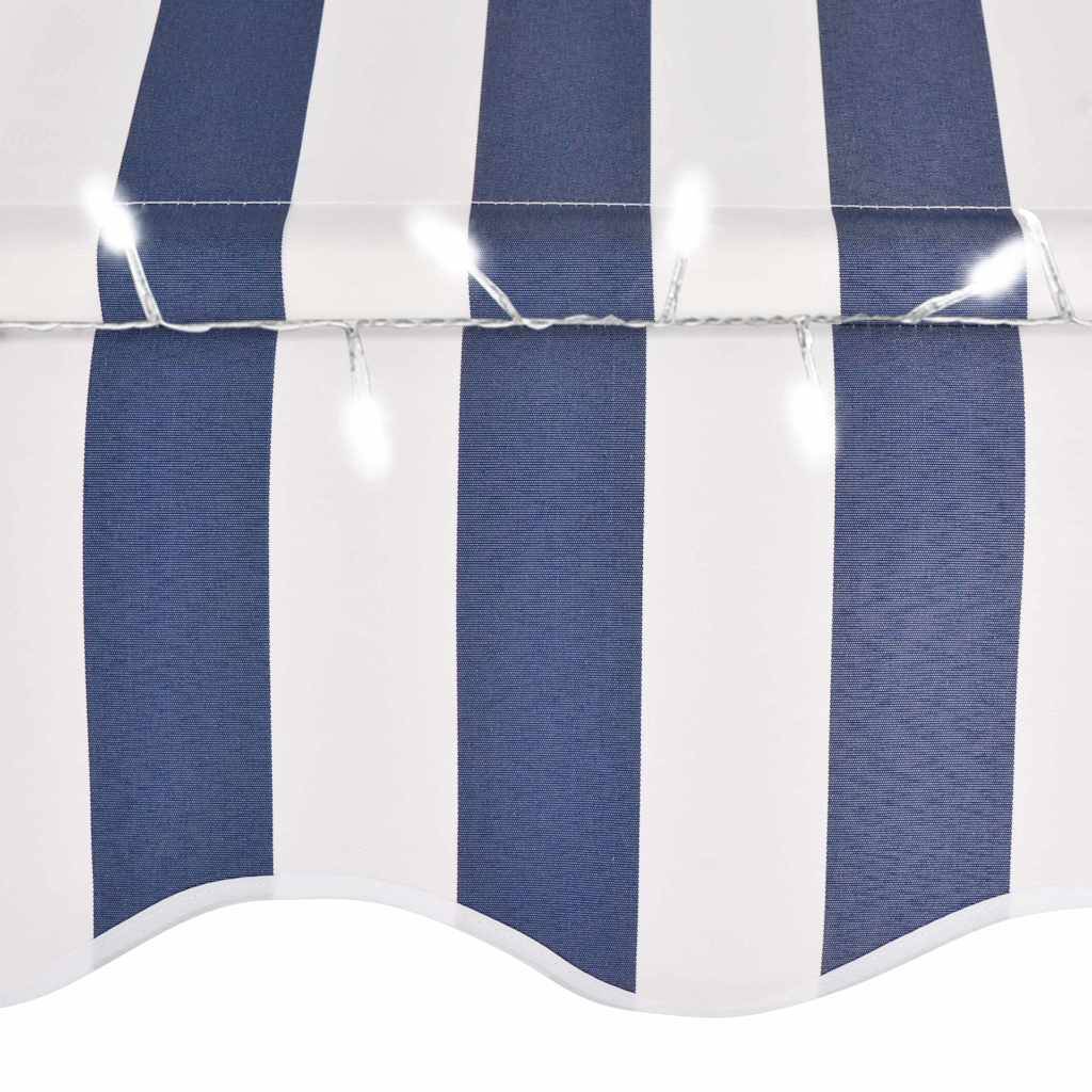 ComfortXL - Auvent Lumineux LED Solaire pour Terrasse Manuel sans Perçage Rétractable Bleu Blanc 400x120 cm – ComfortXL Outdoor Living - Image 5