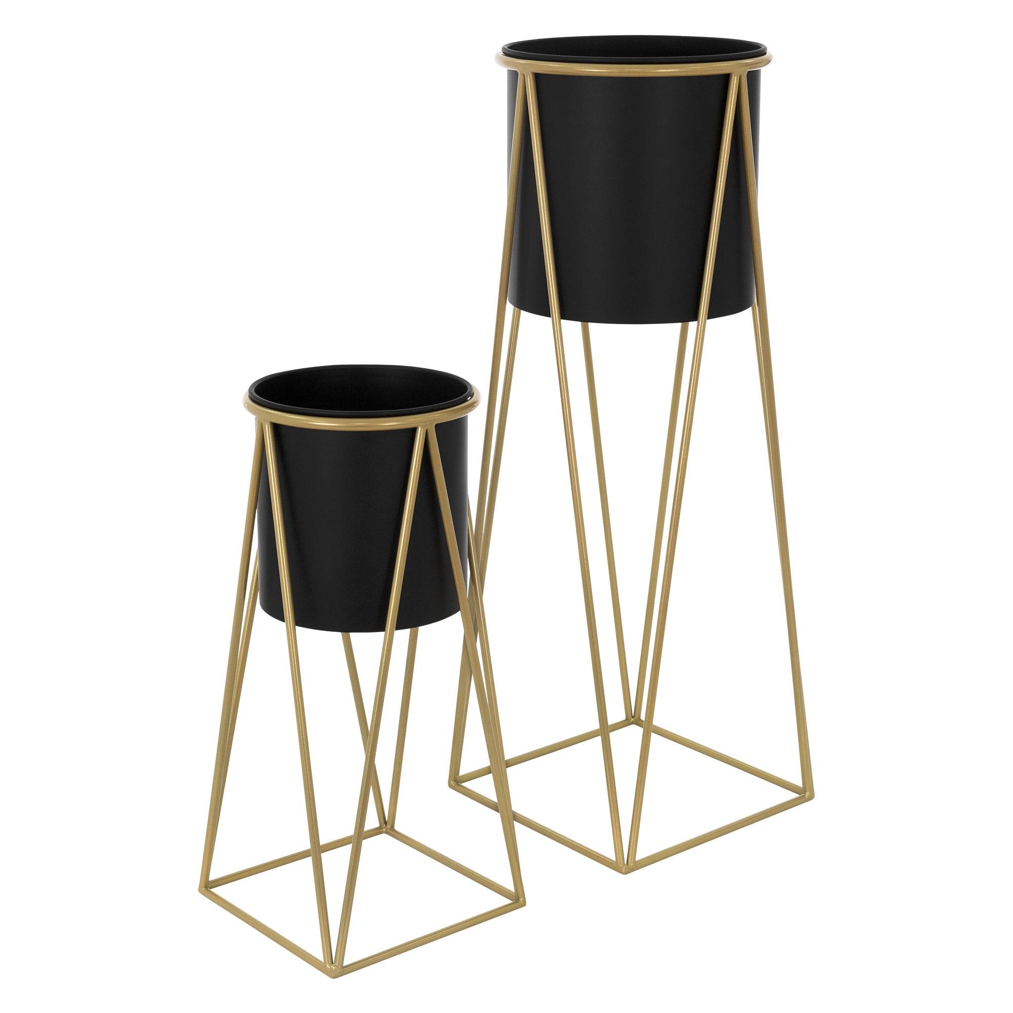 Ml-Design - 2x Support de plantes acier noir-ot h: 47 et 71 cm pot de fleurs avec cache-pot - Imagen 8