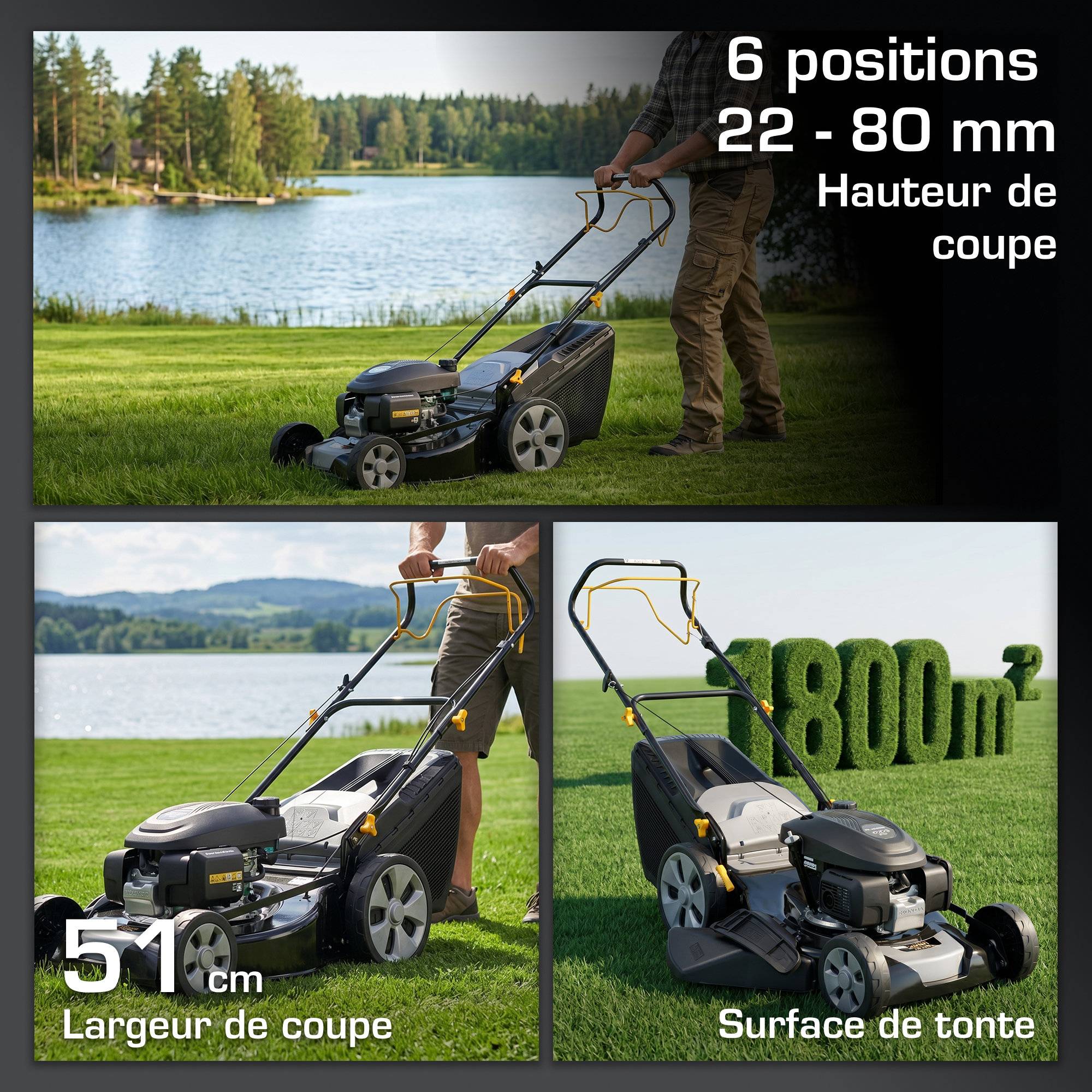 Alpina - Tondeuse AL4 51 SHQ, 145cc, largeur 51cm, bac 60L, 4 en 1 - ALPINA - Imagen 4