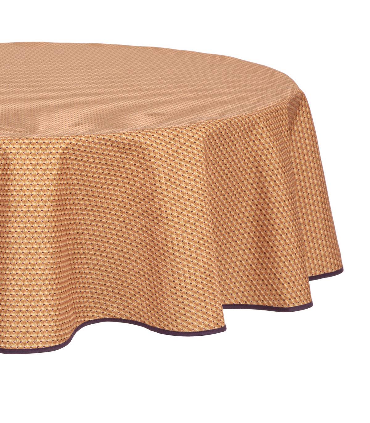 Nappe ronde anti-taches Terracotta imprimé Luna D 180 cm - Imagen 1