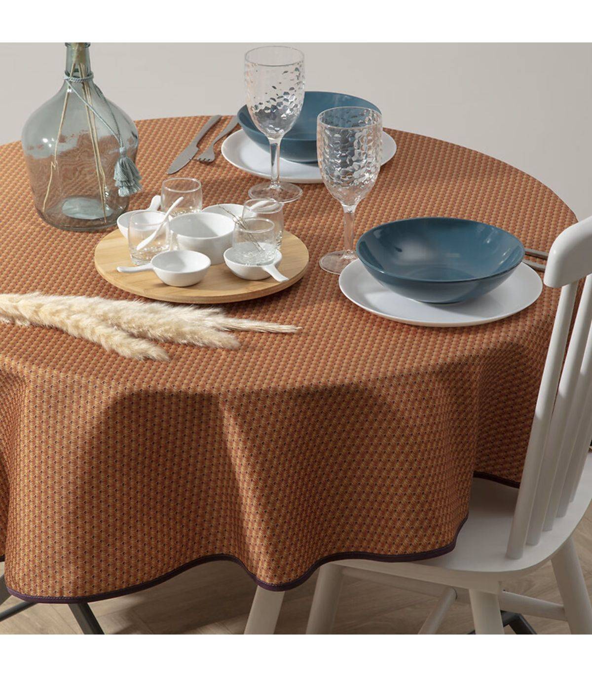 Nappe ronde anti-taches Terracotta imprimé Luna D 180 cm - Imagen 3