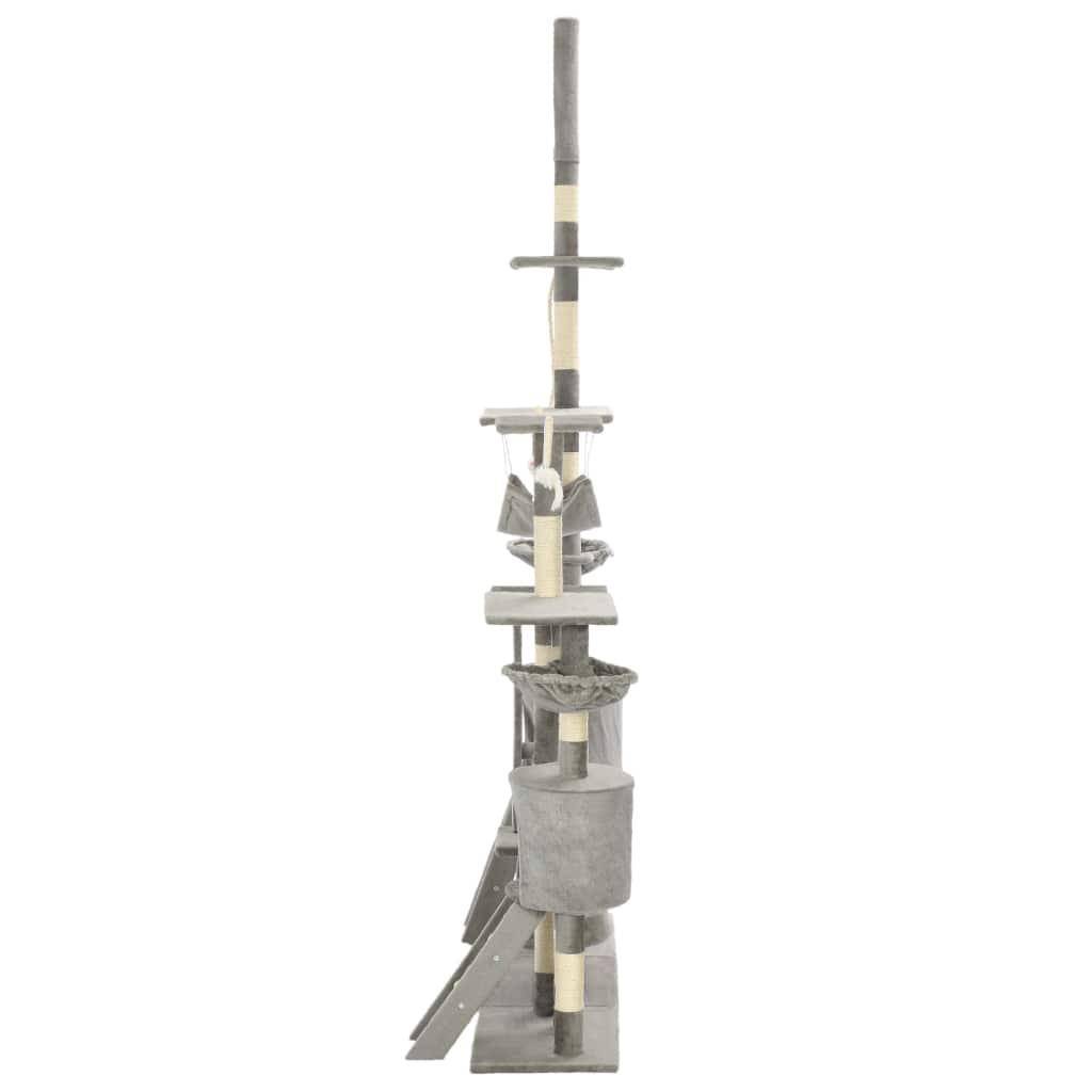 Helloshop26 - Arbre à chat griffoir grattoir niche jouet animaux peluché en sisal 230-250 cm gris - Imagen 4