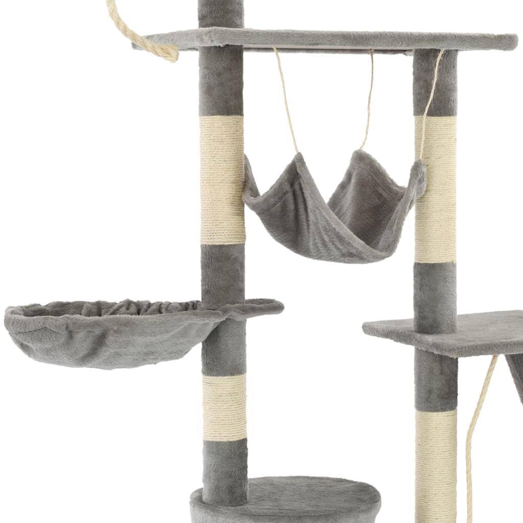 Helloshop26 - Arbre à chat griffoir grattoir niche jouet animaux peluché en sisal 230-250 cm gris - Imagen 6