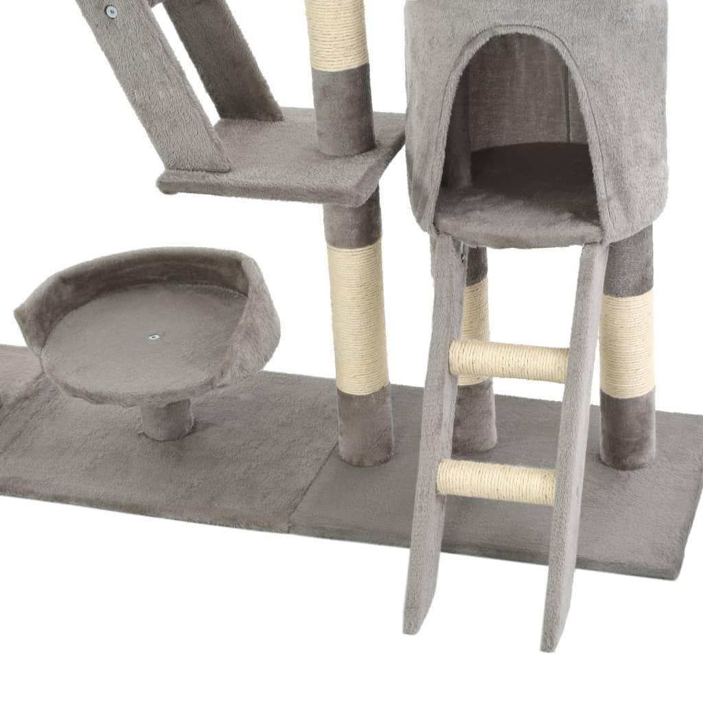 Helloshop26 - Arbre à chat griffoir grattoir niche jouet animaux peluché en sisal 230-250 cm gris - Imagen 7