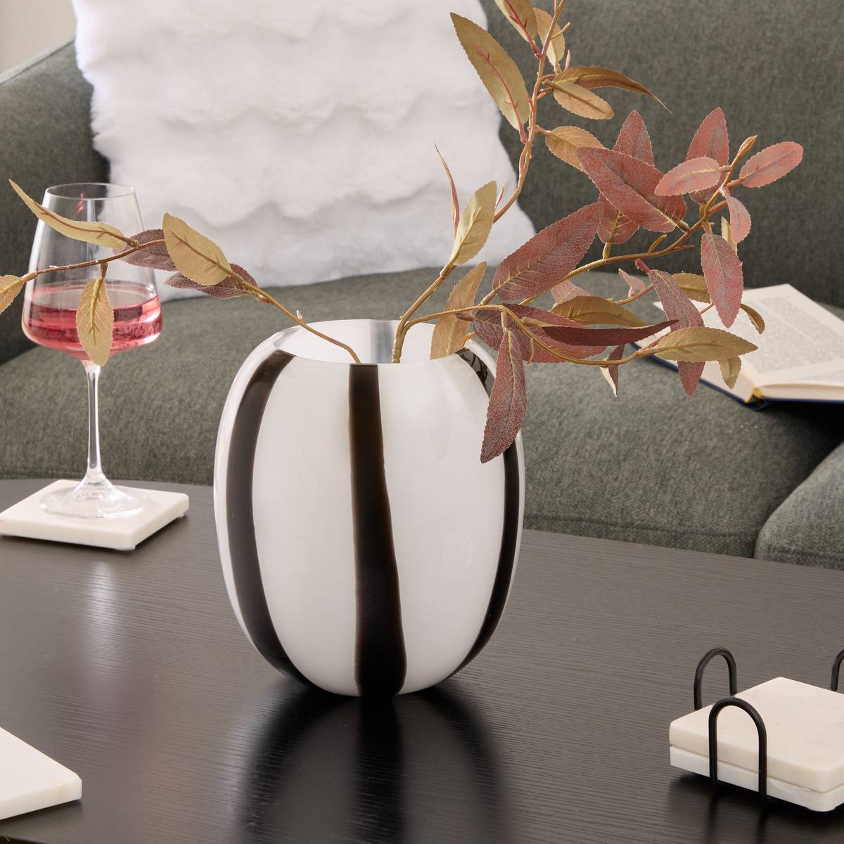 Atmosphera - Vase Piero noir et blanc H20cm - Atmosphera Créateur d'intérieur - Image 1
